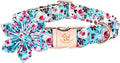 Elegant little tail Dog Collar with Flower, Pink Rose Print Pet Collar Flower Pet Collars Summer Cute Adjustable Dog Collars for X-Large Dogs