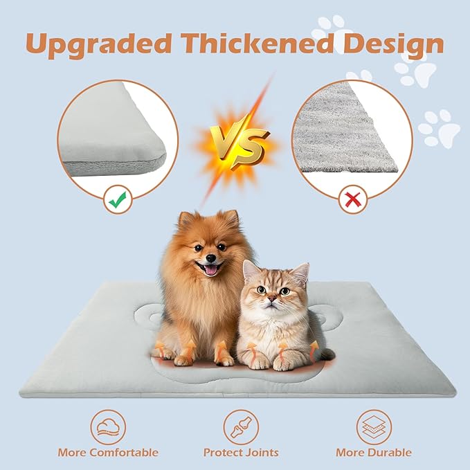 EXPAWLORER Reversible Dog Bed Mat Large (Cool & Warm) 47”x28” Pet Cooling & Plush Fleece Side for Winter, Thick Blanket Pad for Kennel Sofa Floor Crate Car Seat Machine Washable& Foldable All-Season