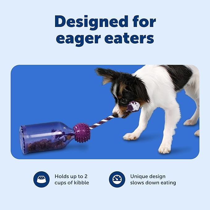 PetSafe Busy Buddy Tug-A-Jug Dog Toy - Rewards & Challenges Dogs - Meal Puzzle Toy - Durable Rubber Wrap - Tugging Braided Rope - Engaging & Interactive