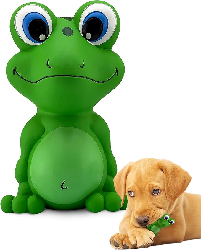 PetSport Naturflex Tiny Tots Small Frog Latex Dog Chew Toy | All-Natural Soft, Squeaky, Non-Toxic Rubber Chew Toy | Safe for Indoor Play | 4.5"