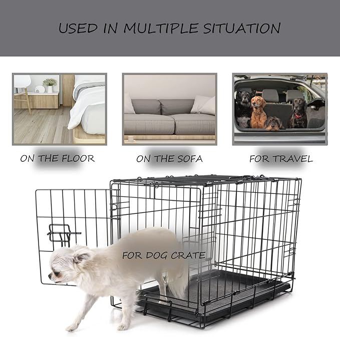 Washable Dog Bed Mat Dog Crate Pad Soft Fluffy Pet Kennel Beds Dog Sleeping Mattress for Large Jumbo Medium Small Dogs, 47 x 29 Inch, Grey