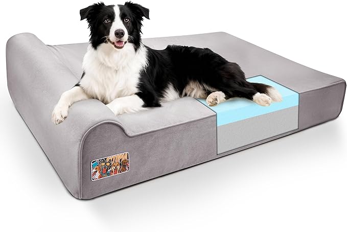 Sytopia XL 35D Memory Foam Dog Bed for Large Dogs – 7" Thick Orthopedic Pet Couch for Seniors and Big Breeds up to 120 Pounds, with Water-Resistant Liner & Washable Cover