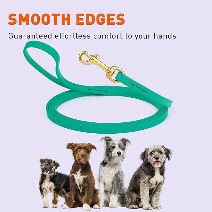 Viper Biothane K9 Working Dog Leash Waterproof Lead for Tracking Training Schutzhund Odor-Proof Long Line with Solid Brass Snap for Puppy Medium and Large Dogs, 33ft Teal