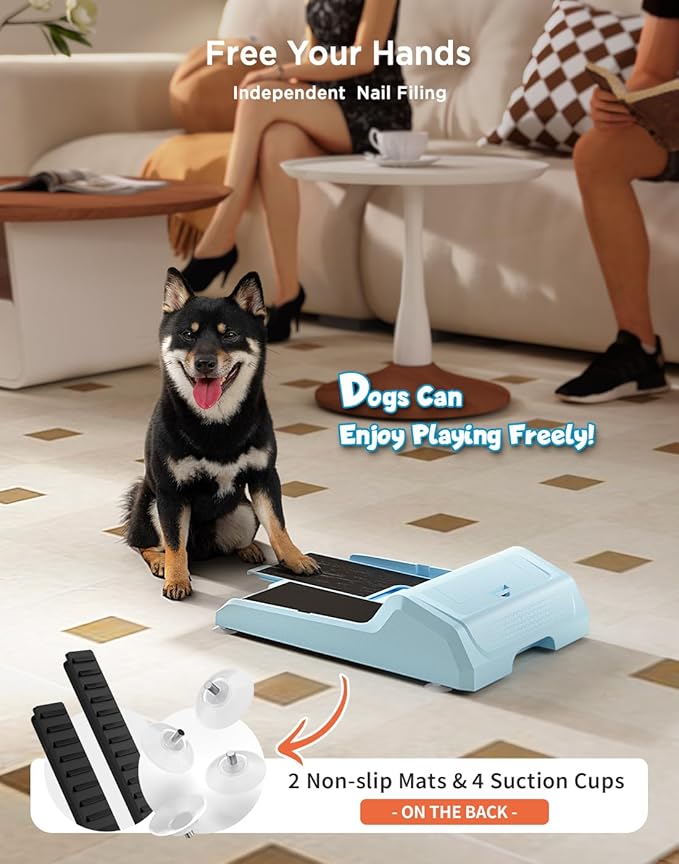Dog Nail File Toy with 2 Dog Treat Puzzle, Interactive Dog Enrichment Toys for IQ Training, Dog Scratch Pad for Nails, Slow Feeder and 2 Level in 1 Dog Puzzle,Double Non-Slip Design(Blue)