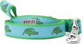 THE WORTHY DOG 5 FT Nylon Dog Leash for Small to Medium Dogs, Metal Quick Clip, Alligators Pattern, Blue, Small