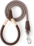 Mile High Life Genuine Leather Wrapped Handle Dog Leash, w Heavy Duty Clasp Rope Leash for Small Medium Large Dogs (Brown, 5FT)