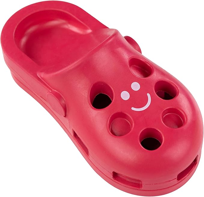 Clog Treat Toy for Dogs – Natural Rubber Chew Toy – Durable, Interactive Enrichment Feeder – Eco-Friendly, Non-Toxic & Dishwasher Safe – Red