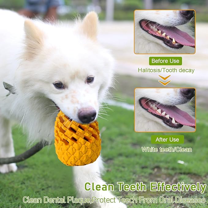 Dog Toy for Aggressive Chewers Large Breeds, Indestructible Pineapple Dog Toys, Tough Treat Dispensing Toys for Small Medium Large Dogs (Large)