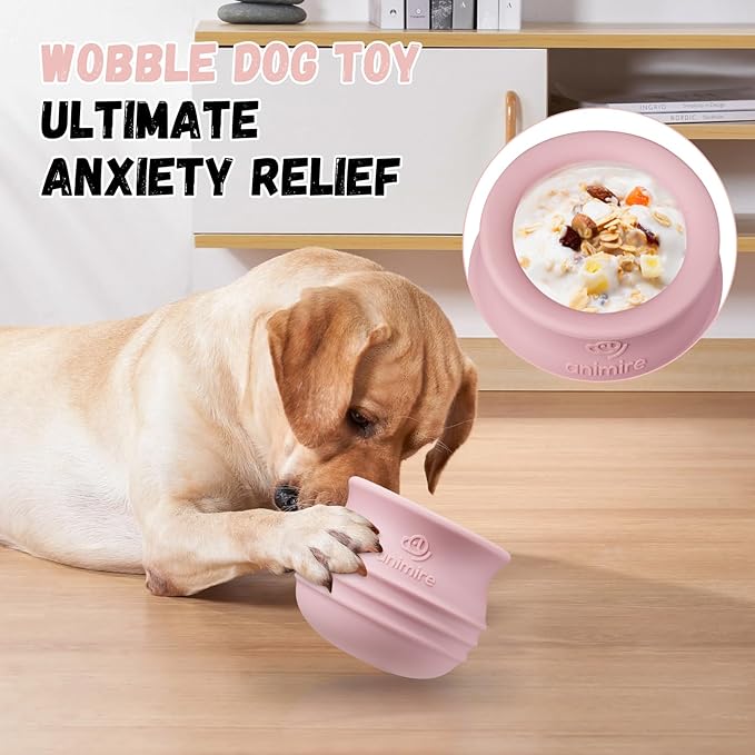 Treat Dispensing Dog Toy, Long-Lasting Interactive Puzzle Toys for Dogs, Stuffable Dog Enrichment Frozen Lick Treat Toy for Boredom, BPA Free Silicone Fetch Catch Chew Toy (Pink,L)