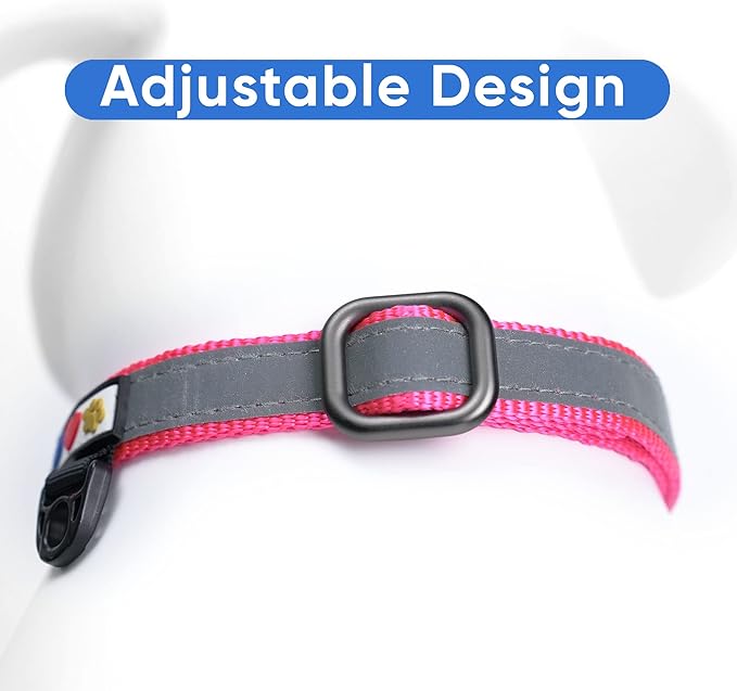 Pawtitas Customized Martingale Dog Collar Reflective Reflective Dog Collar Embroidered Personalized Name Phone Number Adjustable for Puppies Small Medium Large Size Dogs Small Pink