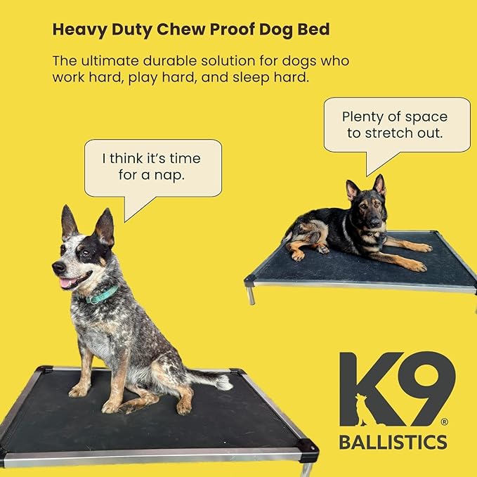 K9 Ballistics Chew Proof Elevated Outdoor Cooling Cot Bed for X Large Dogs - Virtually Indestructible, Preassembled, Withstands Aggressive Chewers - XL, Ripstop Sandstone