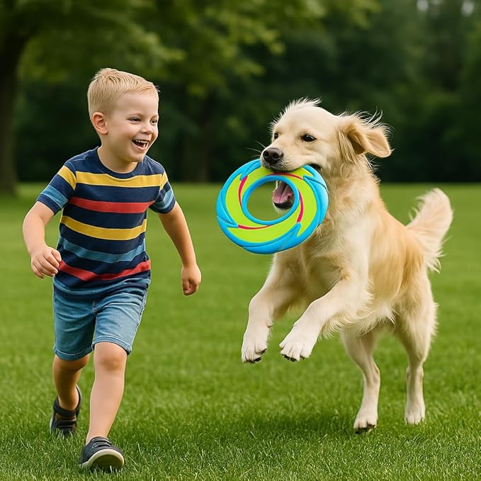 Chew‑Resistant Neon Fetch & Tug Dog Toy – 9″ Durable Plush & Rubber Buddy with Squeaker, Ideal for Moderate Chewers – High‑Visibility Play Rope for Medium Dogs