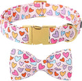 Lionet Paws Valentine's White Dog Collar, Cute Heart Dog Collar for Large Dogs, Adjustable Cotton Pet Collars for Medium Large Dogs
