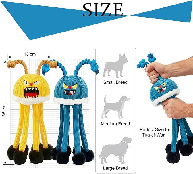 Interactive Dog Toys for Large and Small Dogs, 2PC Dog Chew Toys, Dog Squeak Toys-No Stuffing Dog Toys for Puppy Teething, Dog Puzzle Toy and Dog Toys to Keep Them Busy (2)