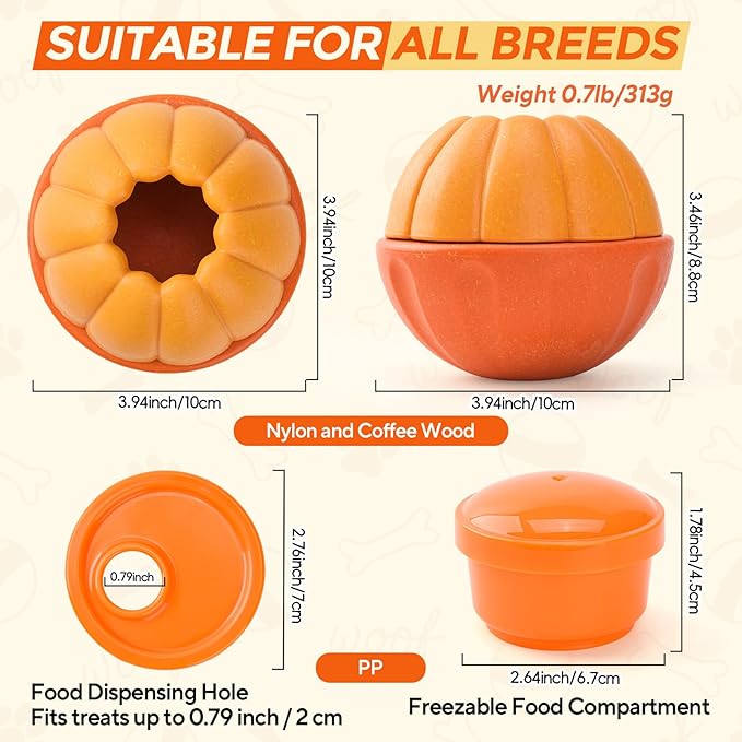 3 in 1 Treat Dispensing Dog Toys, Frozen Treat Ball, Durable Nylon Chew Toys for Small Medium Large Dogs, Enrichment Dog Toys to Keep Them Busy