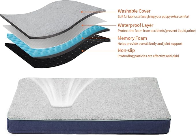 Medium Dog Bed - 29" Orthopedic Memory Foam Bed for Senior & Arthritic Dogs, Washable Cover, Waterproof Lining