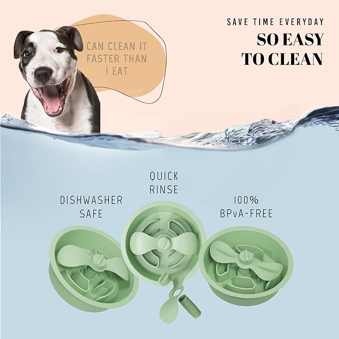 AVERYDAY Slow Feeder Dog Bowls for Medium Breed, 1.5 Cups Engagement Food Puzzle Bowl with Spinning Slow Feeder Insert, Non-Slip Base, Fits for Raised Stand, Hard Maze Design for Medium and Small Dogs
