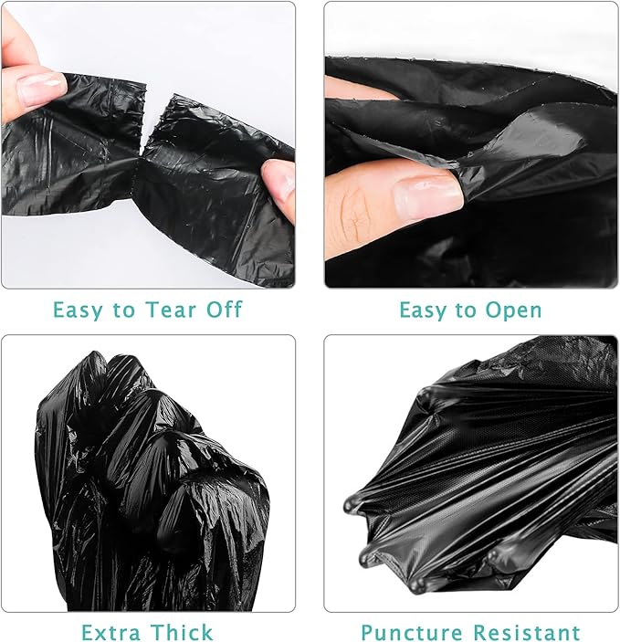 PetsHome Dog Poop Bags, Dog Waste Bags [Extra Thick][Leak-Proof] Eco-Friendly 16 Rolls, 240 Bags Black