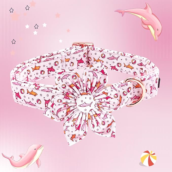 Lionheart Glory Shark Print Pink Collar - Adjustable Soft Durable for Large Dogs