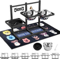 Elevated Dog Bowl Stand for Medium/Large Dogs with Slow Feeder & Mat, Adjustable Height 3.9'',5.5'',7.1'',8.7'',10.2'',11.8'', 58oz Raised Triple Dog Food Water Bowls