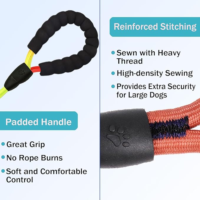 Heavy Duty 3 Dog Leash for Large Dogs No Tangle Detachable 360° Swivel Device with Padded Handle for Two/Three Pets