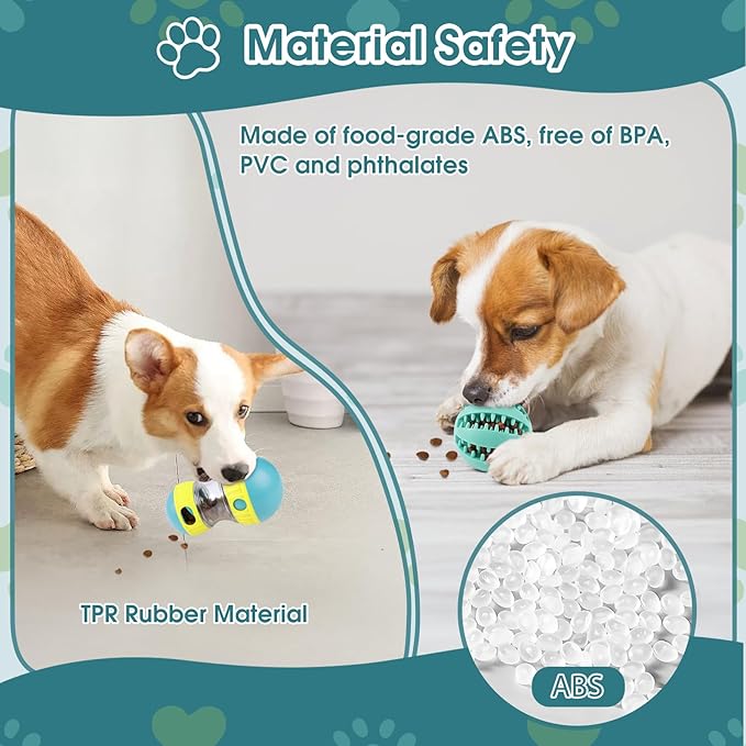 ETACCU Dog Puzzle Toy Adjustable Treat Dispensing Ball Slow Feeder Food Dispenser Balls Puppy Enrichment Training Toy Pet Interactive Chase Toys for Small Medium Large Dogs Keep Busy