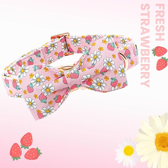 Lionheart glory Dog Collar Bow Collar Pink Dog Collar with Bow Tie Spring Summer Cute Collar Dog Female Soft Durable Adjustable Dog Collars for Medium Dogs Pet Gift