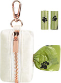 ARING PET Velvet Dog Waste Bag Holder, White Doggy Poop Bags Dispenser Attach to Any Leashes, Portable Washable Pet Waste Pouch Dispenser with Metal Zipper
