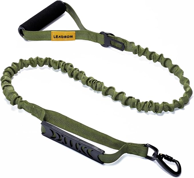 6FT Highly Reflective Heavy Duty Elastic Bungee Medium and Large Dog Leash Shock Absorbing with Comfortable Padded Handle and Traffic Handle Suitable for Training