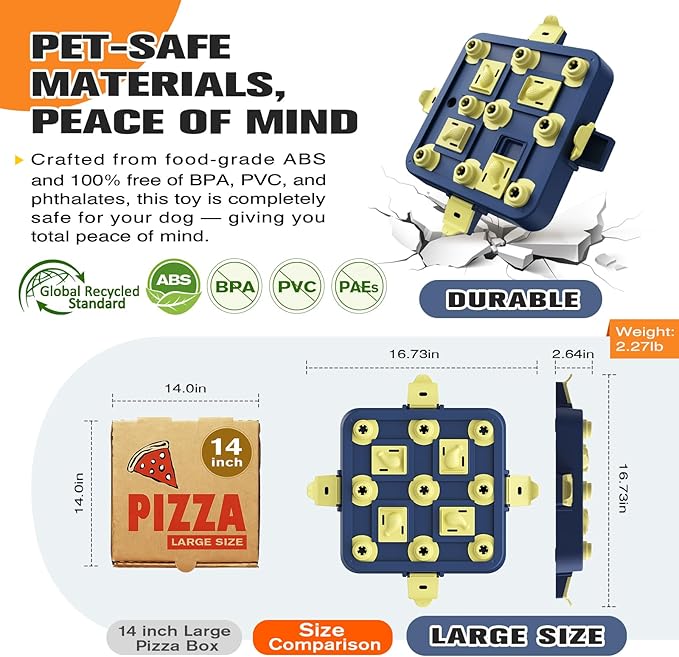 KADTC Dog Chess Puzzle Toy, U.S. Brand & Design - 3 Levels of Step-by-Step Challenge,Easy-to-Advanced for Smart Dogs Interactive Boredom Buster Mental Stimulation Enrichment Puppy Treat Brain Games
