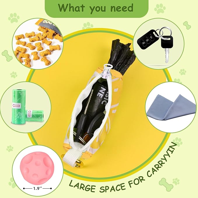 Lemon Shape Dog Poop Bag Holder & Carrier, Trash Bag Organizer for Dog Walking, Adorable Stylish Cute Pet Accessory for Outdoor Pet Activities, Durable Reusable Design, Medium