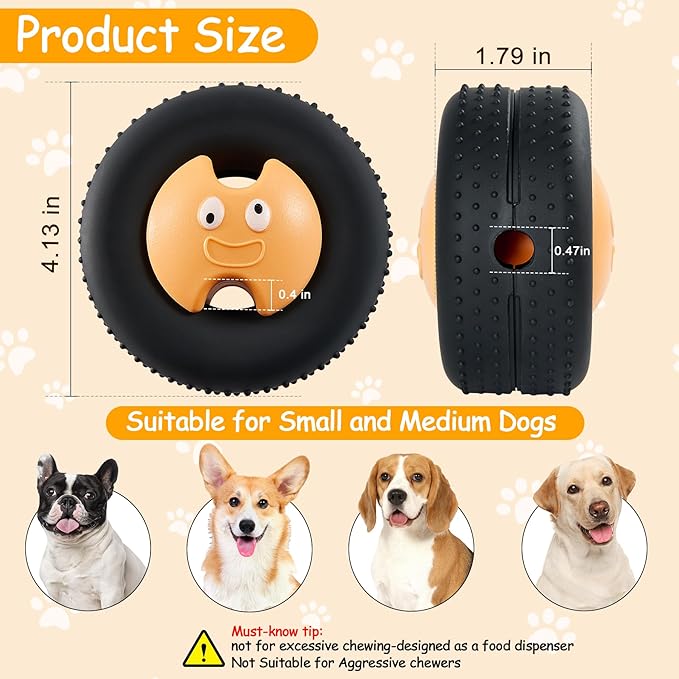 Treat Dispensing Dog Toys, Interactive Dog Puzzle Toys for Boredom Relief & Training, Teeth-Cleaning Chew Toys, Slow Feeders for Small & Medium Dogs