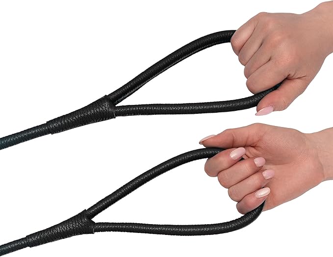 OOPSDOGGY Rolled Leather Dog Lead 6ft Heavy Duty Training Leash for Small Medium Large Dogs & Puppy Black Brown Red (Black, Small)