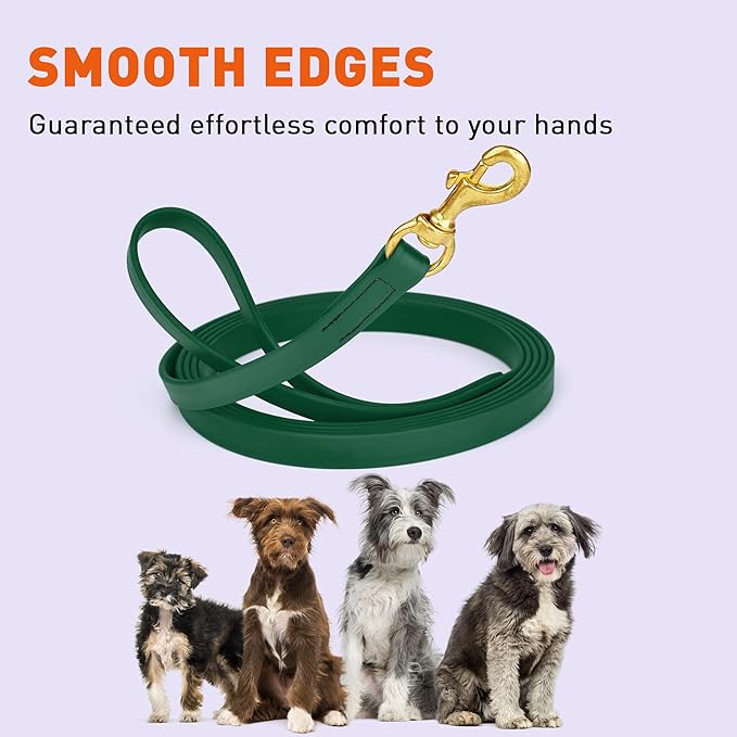 Viper Biothane K9 Working Dog Leash Waterproof Lead for Tracking Training Schutzhund Odor-Proof Long Line with Solid Brass Snap for Puppy Medium and Large Dogs, 10ft Hunter Green