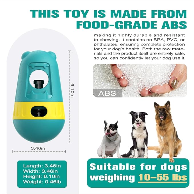 Dog Bully Stick Holder Safety Device Adjustable Treat Dispensing Puzzle Toy Ball Food Dispenser Slow Feeder Bowls Puppy Enrichment Interactive Chase Training Toys for Small Medium Large Dogs