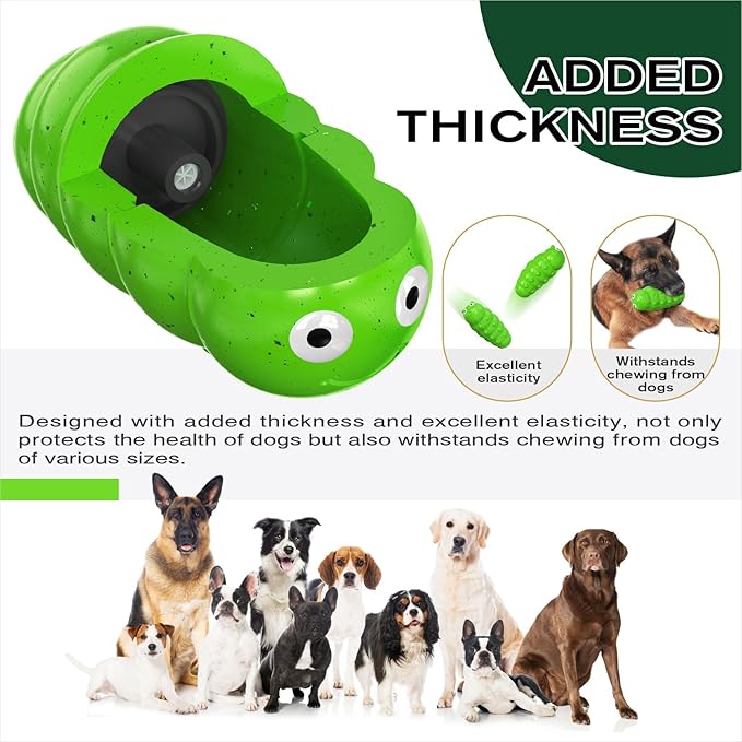 Large Size BouncyLarva Squeaky Dog Toy for Medium/Large Dogs Breed Aggressive Chewers Durable Bouncy Squeak Toys Green