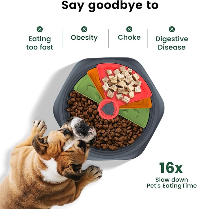Gardner Pet Dog Slow Feeder Dog Bowl, Dogs Puzzle Enrichment Toy Rotating Plate, 8.45'' M Size with Suction Base for All Breed Sizes Pets, BPA-Free