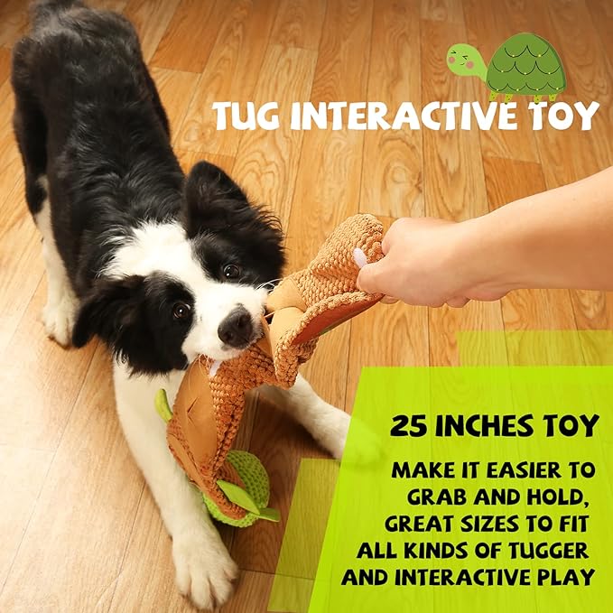 Dog Puzzle Toys - Enrichment Squeaky Crinkle Snuffle Treat Dispensing Smart Dog Toys for Boredom and Stimulating, Durable Plush Toys for Large Medium Small Breed - Turtle