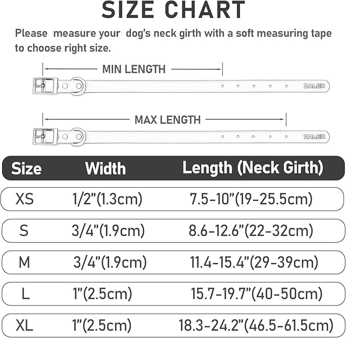ZALER Waterproof Dog Collar, Adjustable Odor Proof Dog Collars Easy to Clean, Soft Comfortable Pet Collars for Large, Medium Small Dogs (Black, S(Length:8.6''-12.6''; Width:0.75''))