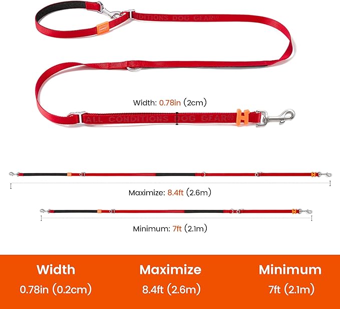 HOWGO Hands Free Dog Leash with Padded Handle,Multifunctional Crossbody Waist Leash for Walking Running Jogging Training,7.5 FT Nylon Adjustable Length for All Breeds(Black, Standard)