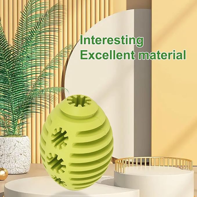 Dog Toy, Dog Football Toy Rubber Dog Puzzle Toys Tough Dog Treat Ball Toy Squeaky Dog Chew Toys Dog Balls Toy Dog Treat Dispenser Toy Interactive Dog Enrichment Toys for Medium and Large Dogs, Green