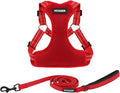 Best Pet Supplies Voyager Adjustable Step-in Flex Breathable Mesh Dog Harness for Small Medium Large Dogs Leash Set (Red), S