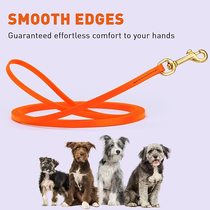 Viper Biothane K9 Working Dog Leash Waterproof Lead for Tracking Training Schutzhund Odor-Proof Long Line with Solid Brass Snap for Puppy Medium and Large Dogs, 33ft Hunter Orange