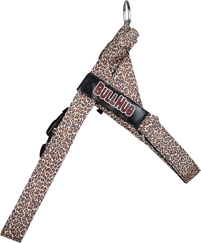 BULLHUG Adjustable Dog Harness– No Pull, No Choke – for English Bulldogs, French Bulldogs, Pugs & Broad-Chested Breeds – Easy, Safe Walks (Leopard, Medium)