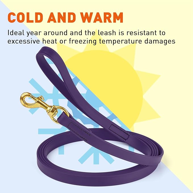 Viper Biothane K9 Working Dog Leash Waterproof Lead for Tracking Training Schutzhund Odor-Proof Long Line with Solid Brass Snap for Puppy Medium and Large Dogs, 10ft Violet Purple