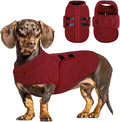 Queenmore XXS Dog Sweater, Soft Fleece Vest Pullover Dog Jacket with Leash Hole, Warm Winter Dogs Clothes Cold Weather Doggy Dachshund Sweaters for Small Dogs Cats Boy or Girl (Burgundy, XXS)