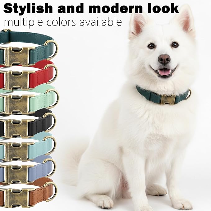 Dog Collars for Small Dogs Silicone Leather Dog Collars Soft Flexible Waterproof Odor-Proof Durable Thick Classic Adjustable Pet Puppy Collar (Black, Small (9-14" Neck))