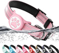 Airtag Dog Collar, Reflective Ultra-Durable Nylon Padded with QR Code Buckle & IP68 Waterproof Air Tag Holder Compatible for Apple AirTag, Comfortable for Small Medium Large Dogs(Pink,S)