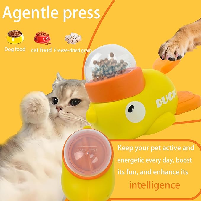 Dog Interactive Treat Dispenser Toy，Food Puzzle Slow Feeder，Interactive Duck-Shaped Enrichment Toy for Cats and Small Dogs