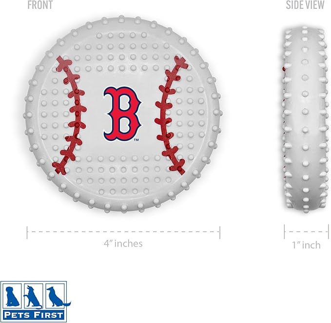 Pets First MLB Boston RED SOX Hard-Nylon Bacon-Flavored Baseball Chew Toy, Indestructible Dog and Cat Chewy Toy, Tug, Fetch Toy, Sporty Fun Toy for Dogs